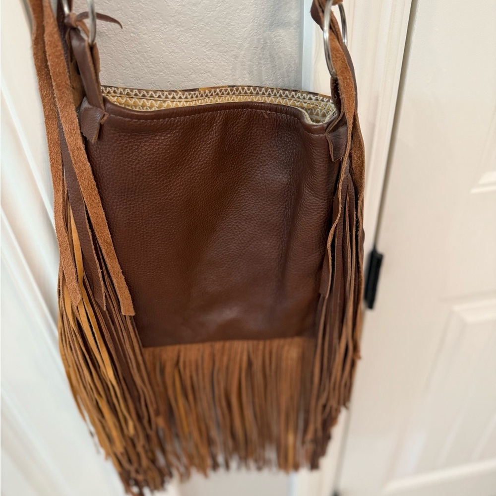 Bohemian Brown Fringe Crossbody Bag - Picture 3 of 7